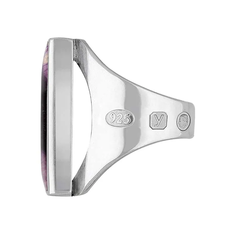 Sterling Silver Blue John King's Coronation Hallmark Medium Square Ring D