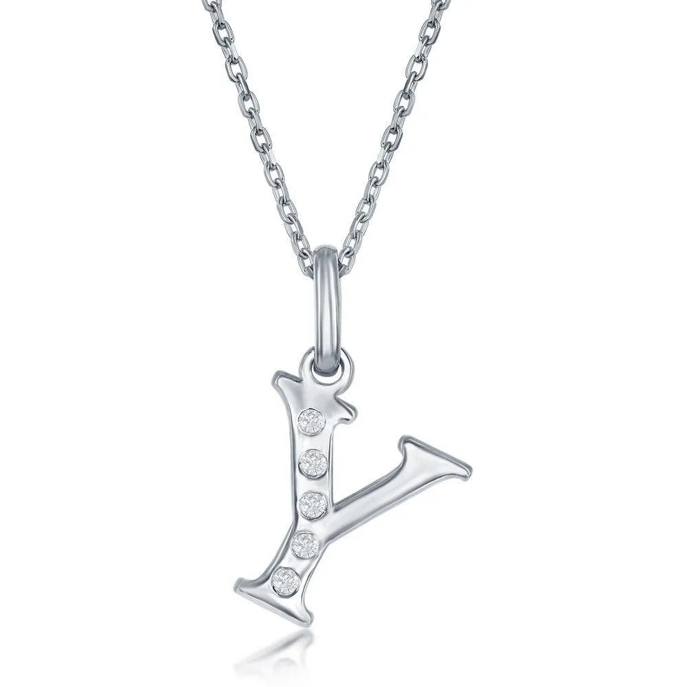Sterling Silver Diamond "Y" Initial Pendant Chain