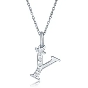 Sterling Silver Diamond "Y" Initial Pendant Chain