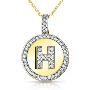 Sterling Silver Gold Plated Circle "H" Pendant with Chain