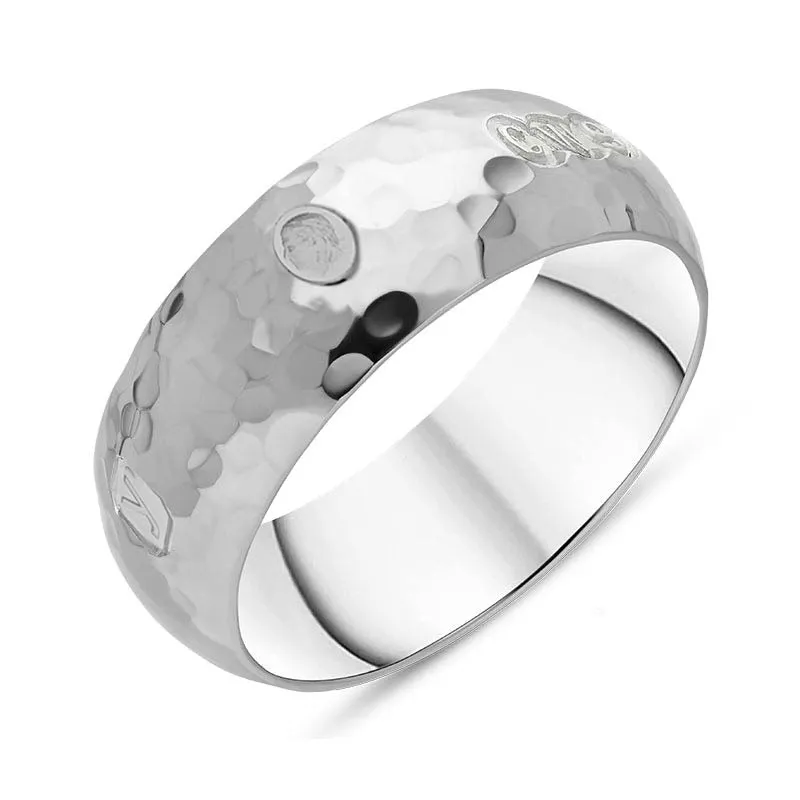 Sterling Silver King's Coronation Hallmark Hammered 8mm Ring D