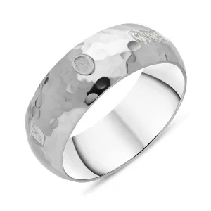 Sterling Silver King's Coronation Hallmark Hammered 8mm Ring D