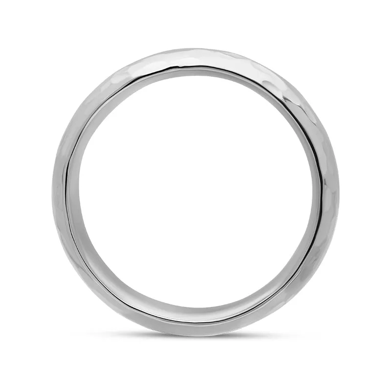Sterling Silver King's Coronation Hallmark Hammered 8mm Ring D