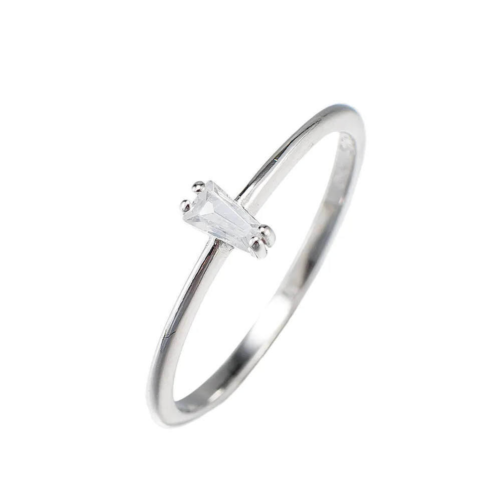 Sterling Silver Single Stone Ring