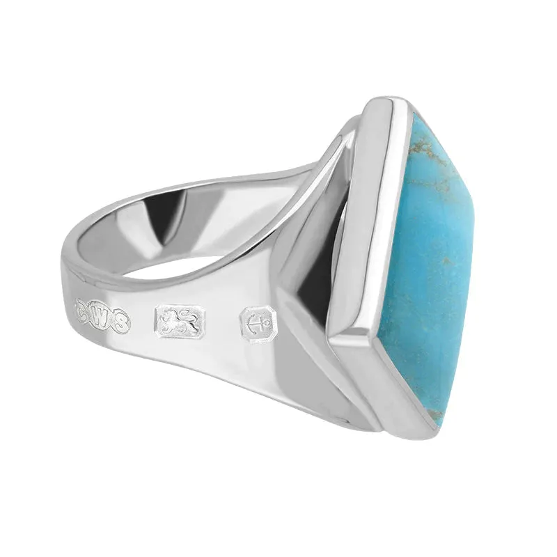 Sterling Silver Turquoise King's Coronation Hallmark Small Rhombus Ring D