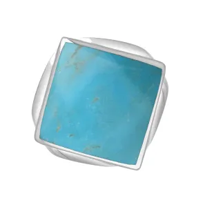 Sterling Silver Turquoise King's Coronation Hallmark Small Rhombus Ring D