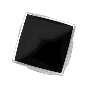 Sterling Silver Whitby Jet King's Coronation Hallmark Medium Rhombus Ring D