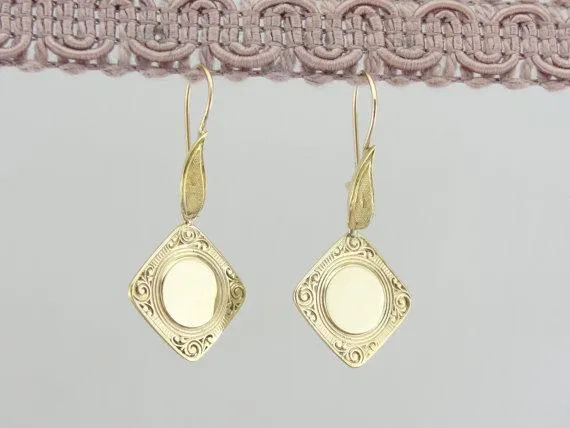 Stunning Art Deco Chased Cufflink Earrings