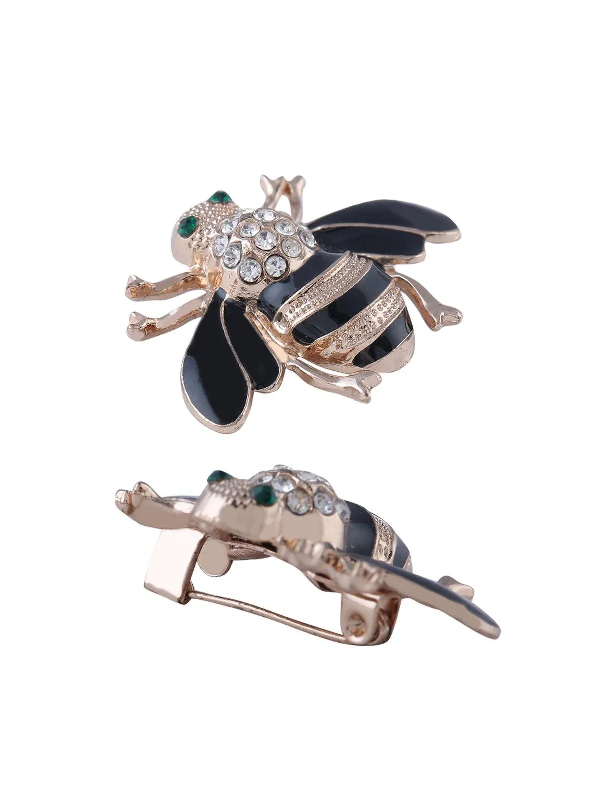Stunning Black & Gold Bee Insect Brooch Pin
