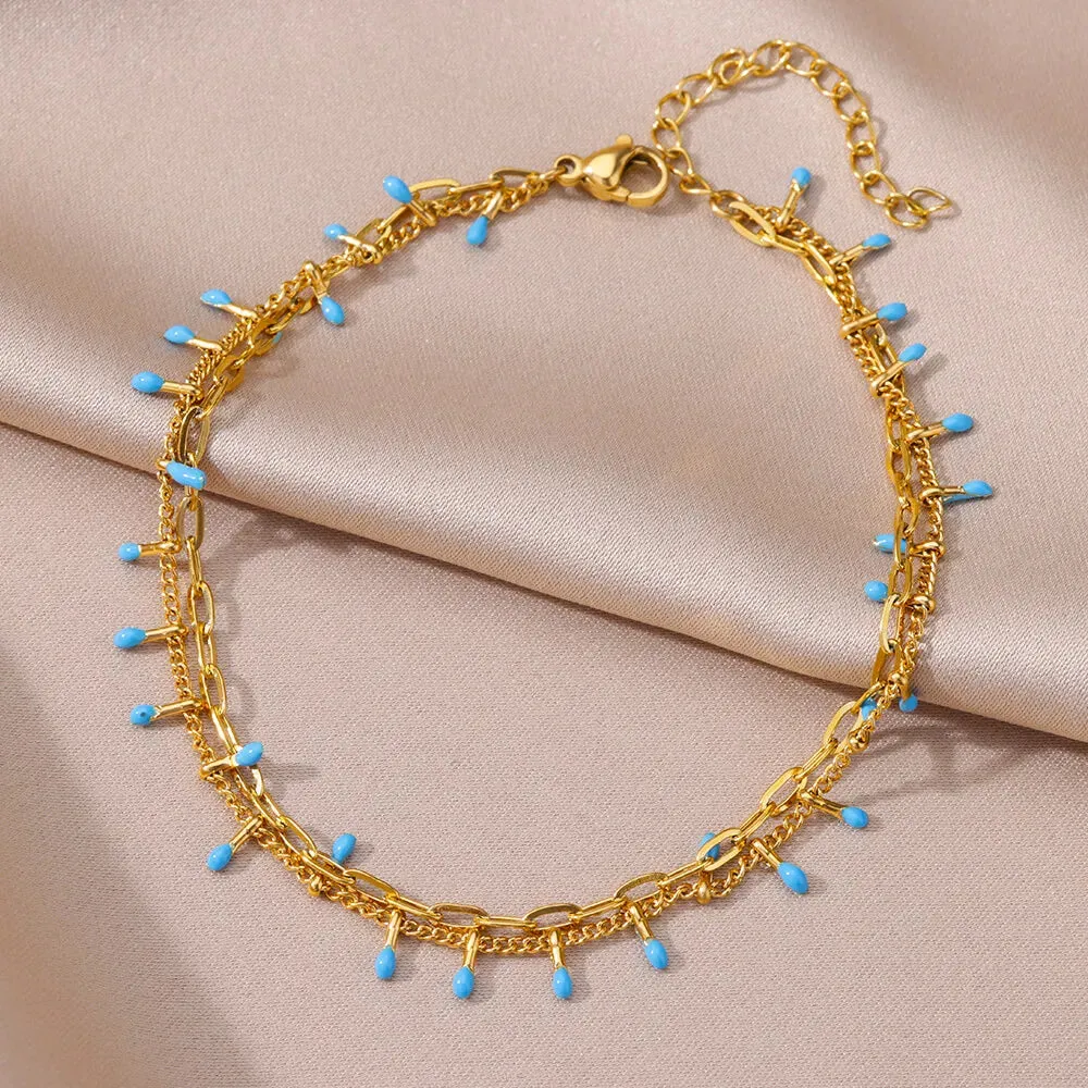 Summer Gold Anklet with Pearl Detail