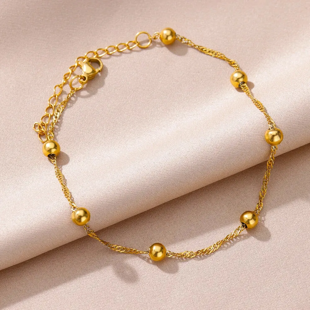 Summer Gold Anklet with Pearl Detail