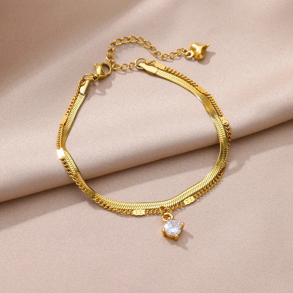 Summer Gold Anklet with Pearl Detail