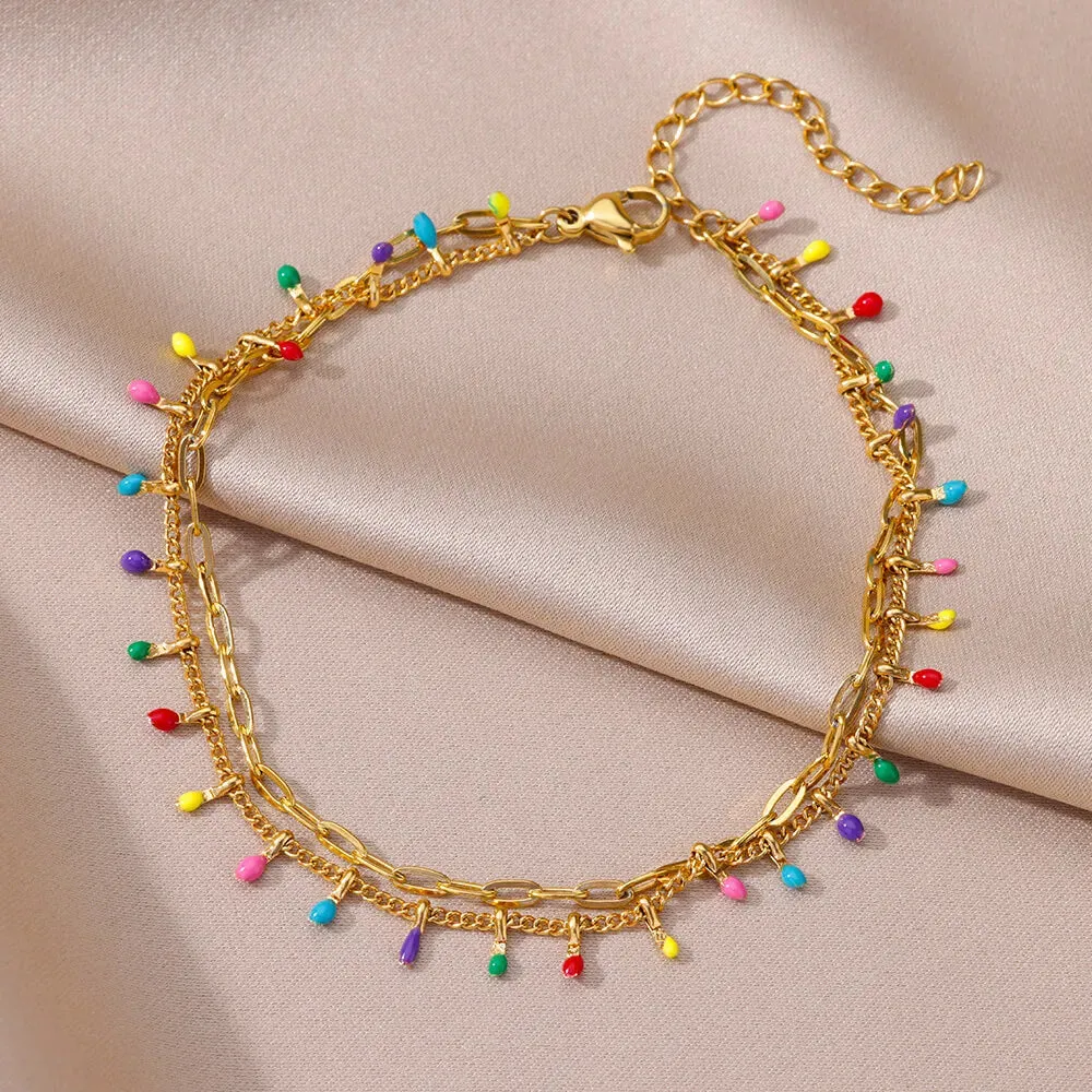 Summer Gold Anklet with Pearl Detail