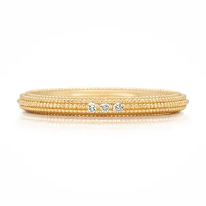 Suneera Three Diamond Yellow Gold Stacking Ring