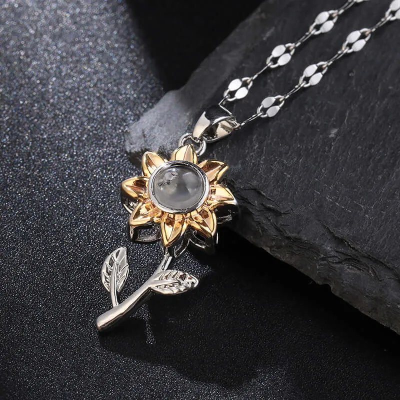 Sunflower Necklace for Women Necklace with Picture Inside