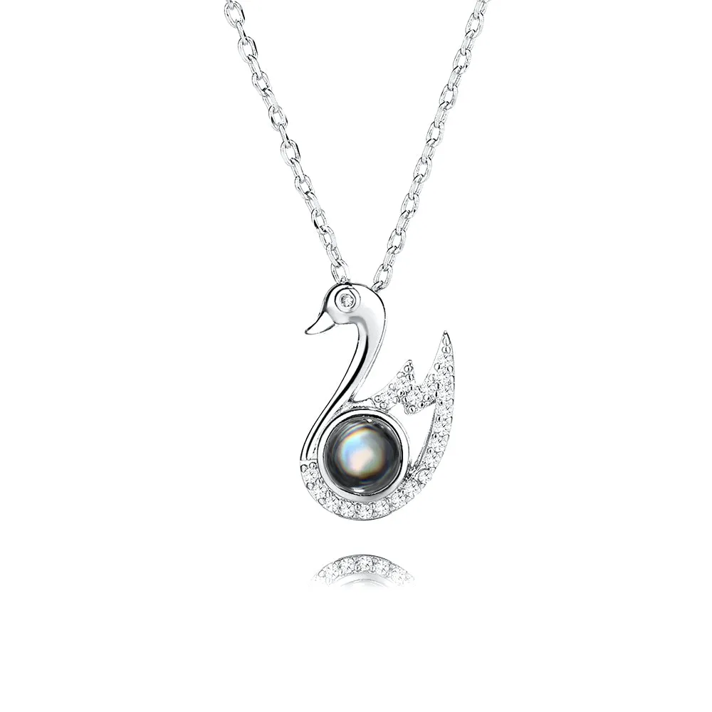 Swan Necklace I Love You in 100 Language Necklace With Picture Inside