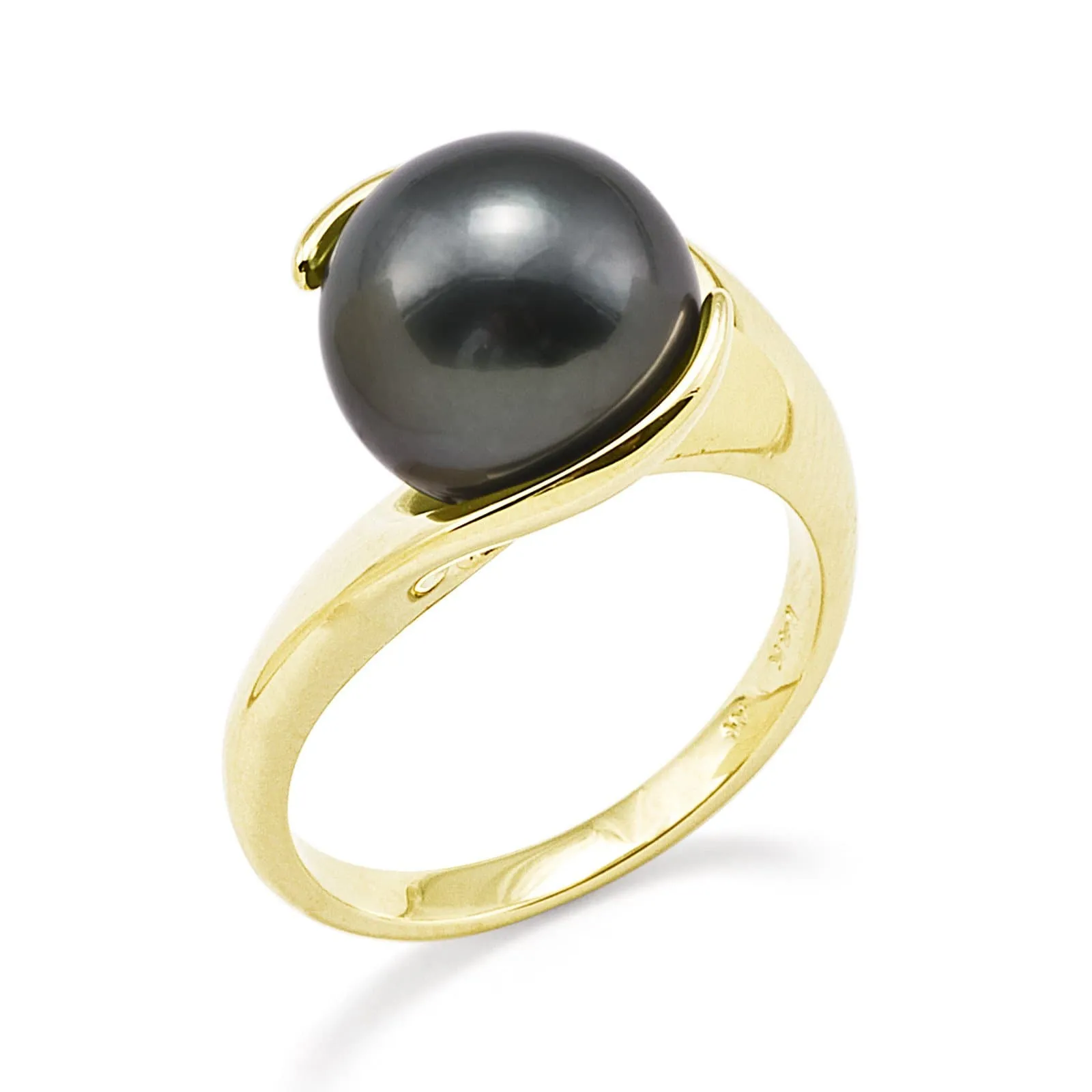 Tahitian Black Pearl Ring in Gold - 10-11mm