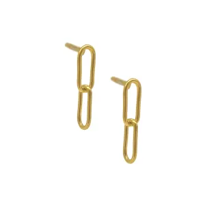Tarnish Resistant 14k Gold Plated Paper Clip Chain Drop Earrings