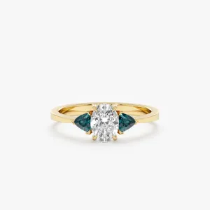 Teal Sapphire Diamond Engagement Ring, Katja