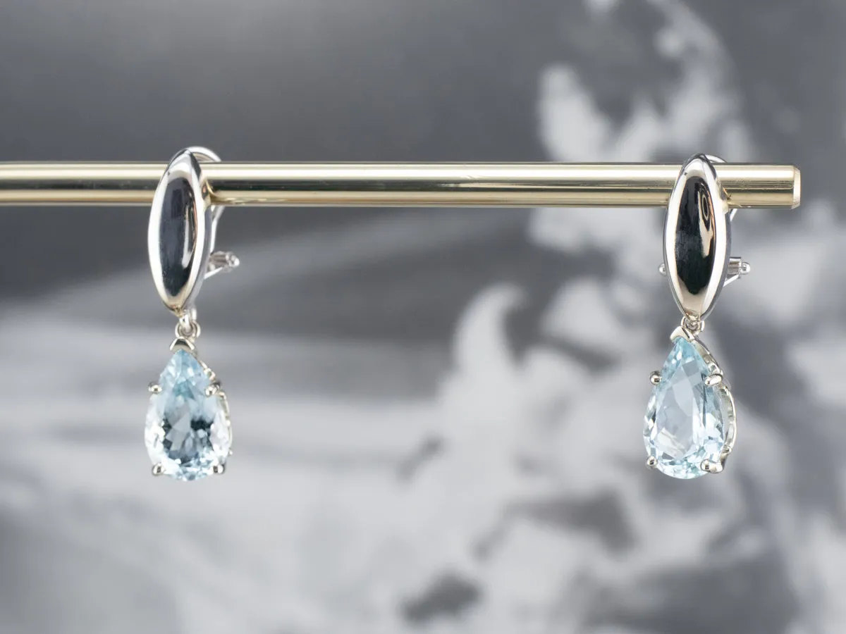Teardrop Aquamarine Drop Earrings