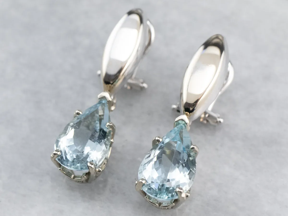 Teardrop Aquamarine Drop Earrings