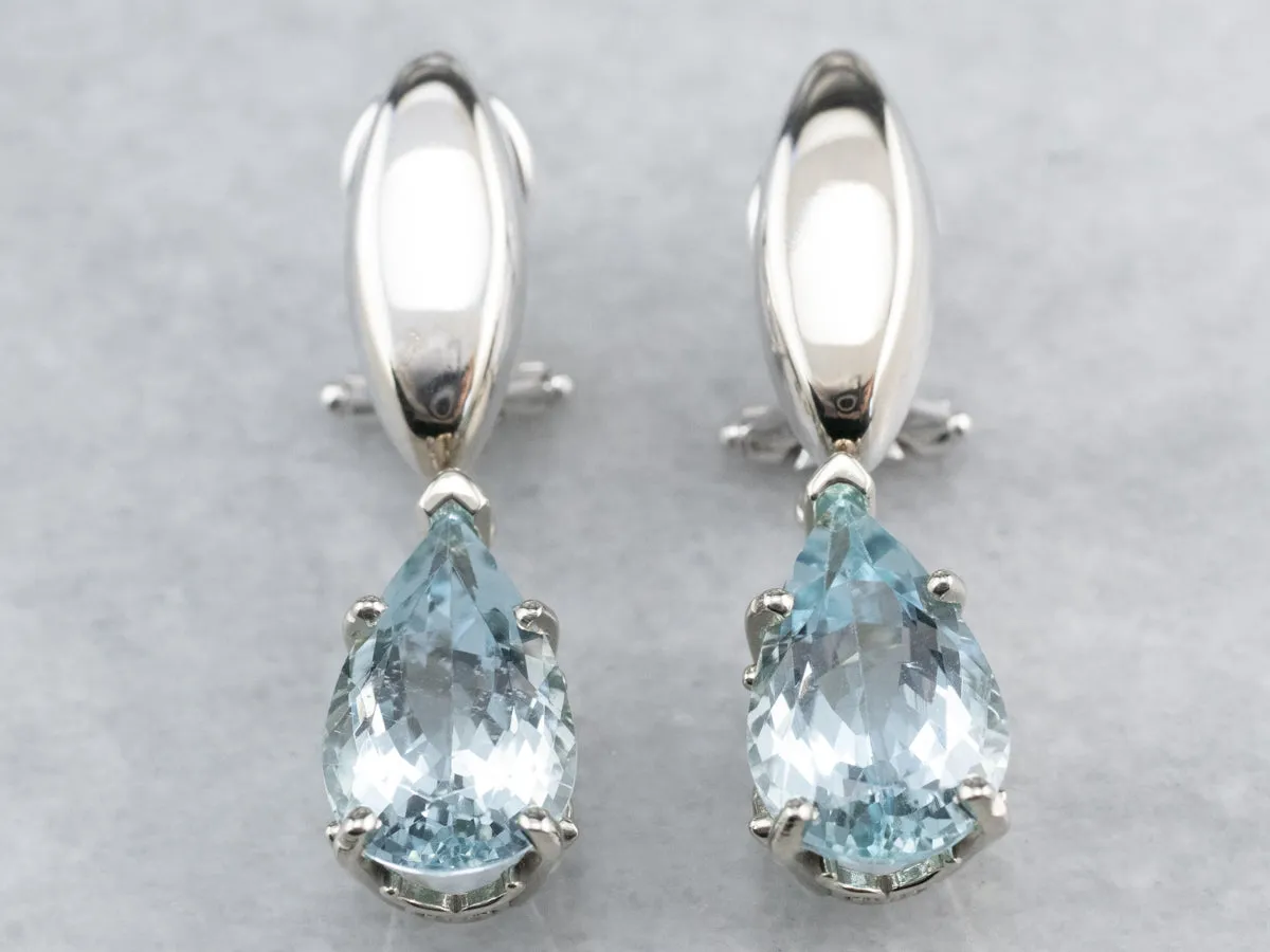 Teardrop Aquamarine Drop Earrings