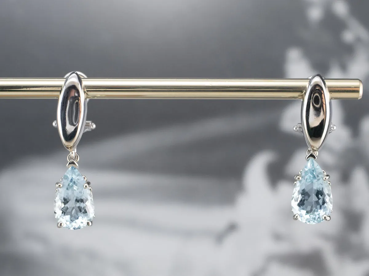 Teardrop Aquamarine Drop Earrings