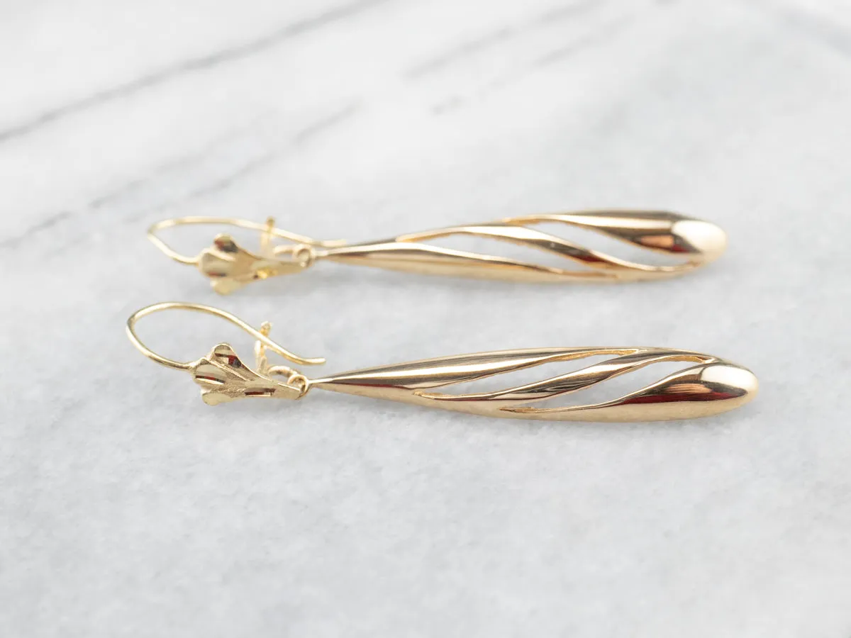 Teardrop Gold Drop Earrings
