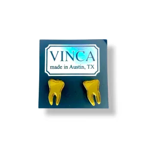 Teeth Earrings in Mirror Gold