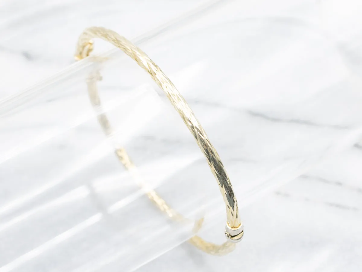 Textured Gold Hinged Bangle Bracelet