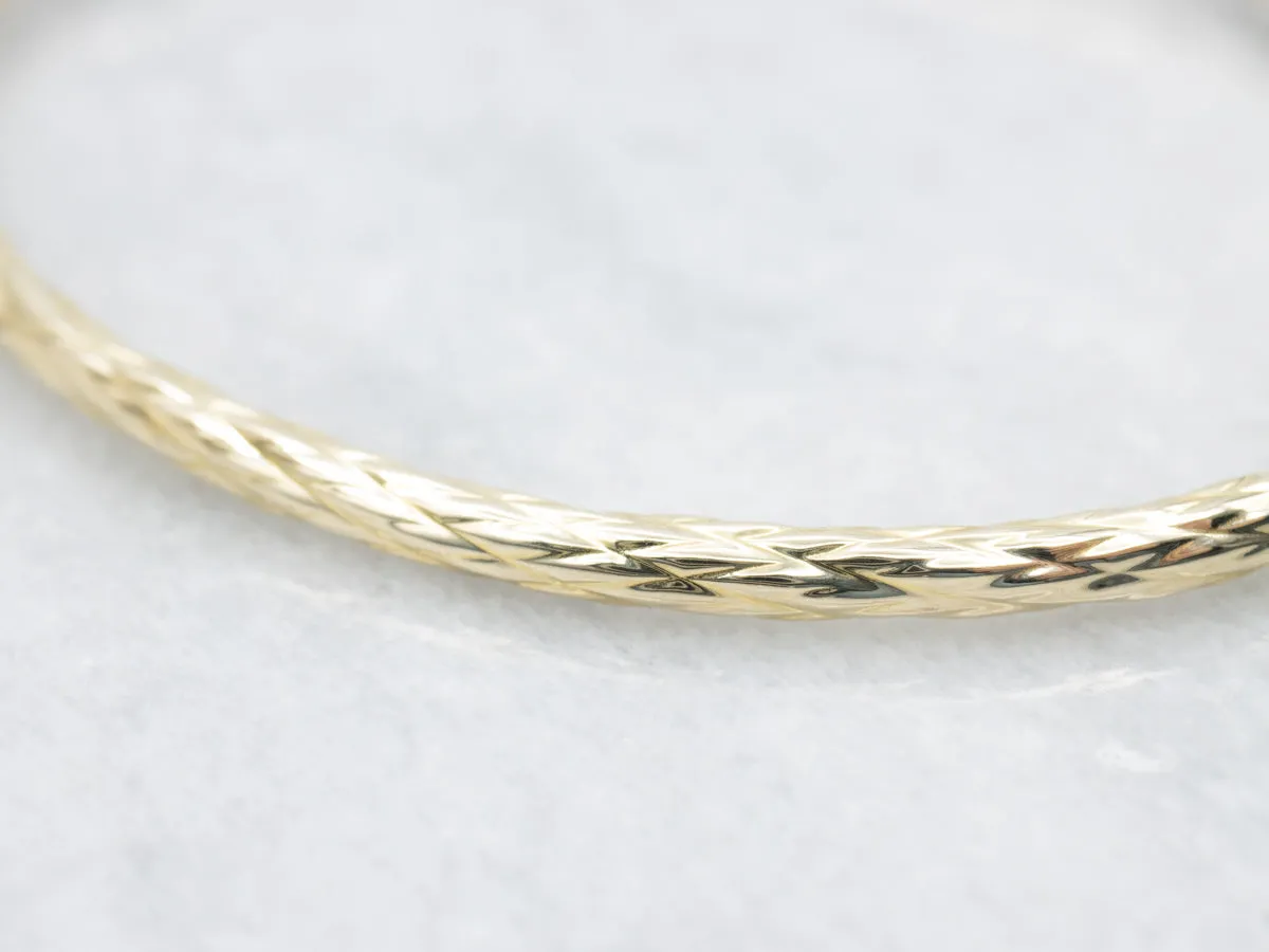 Textured Gold Hinged Bangle Bracelet
