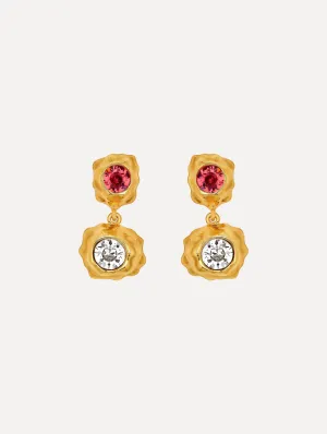 Textured Metal Double Drop Earrings