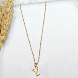 TFC Small Letter Y - Gold Plated Pendant Necklace