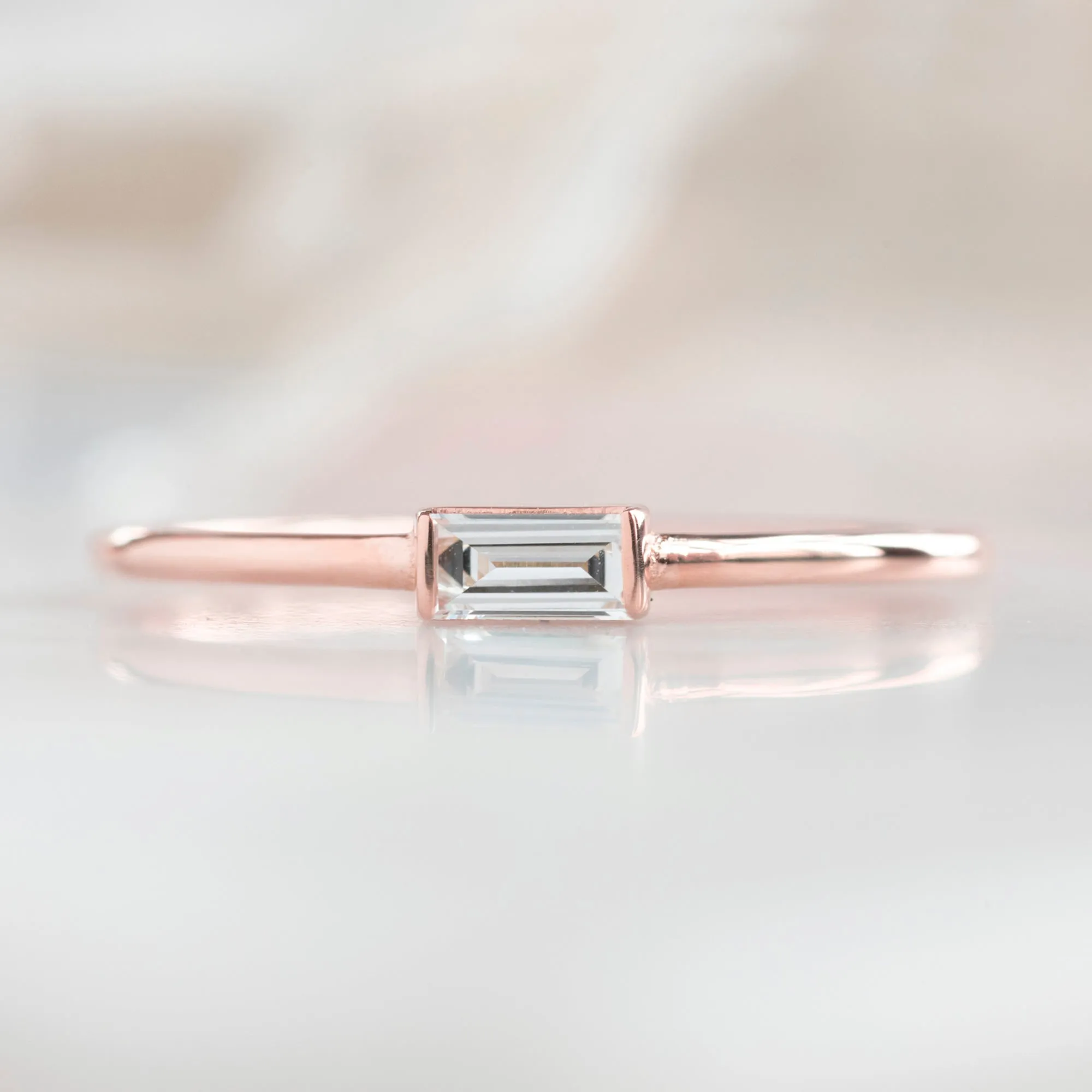 The Baguette White Diamond Line Ring | Yellow, Rose or White Gold
