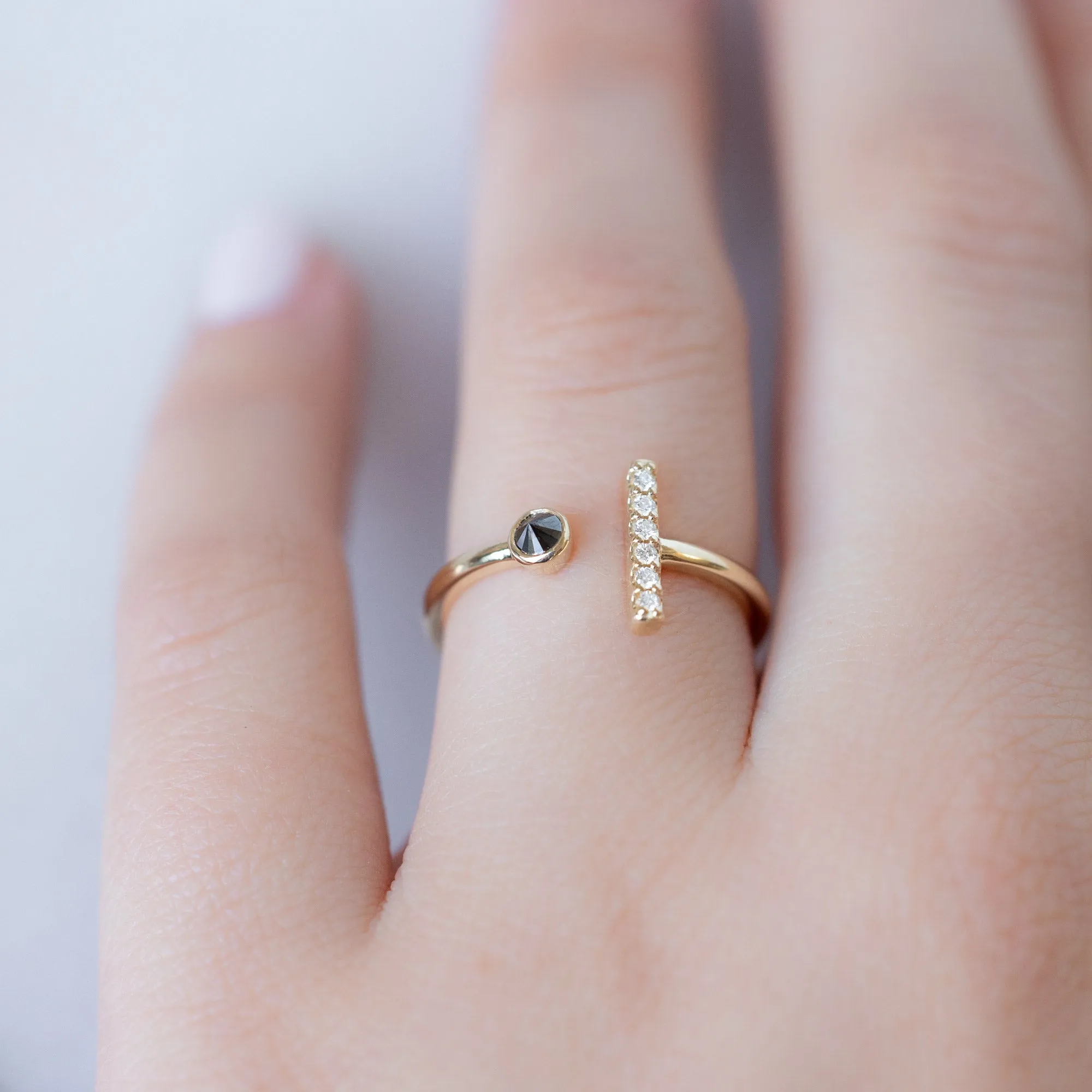 The Black   White Diamond Linea Ring | Yellow, Rose or White Gold