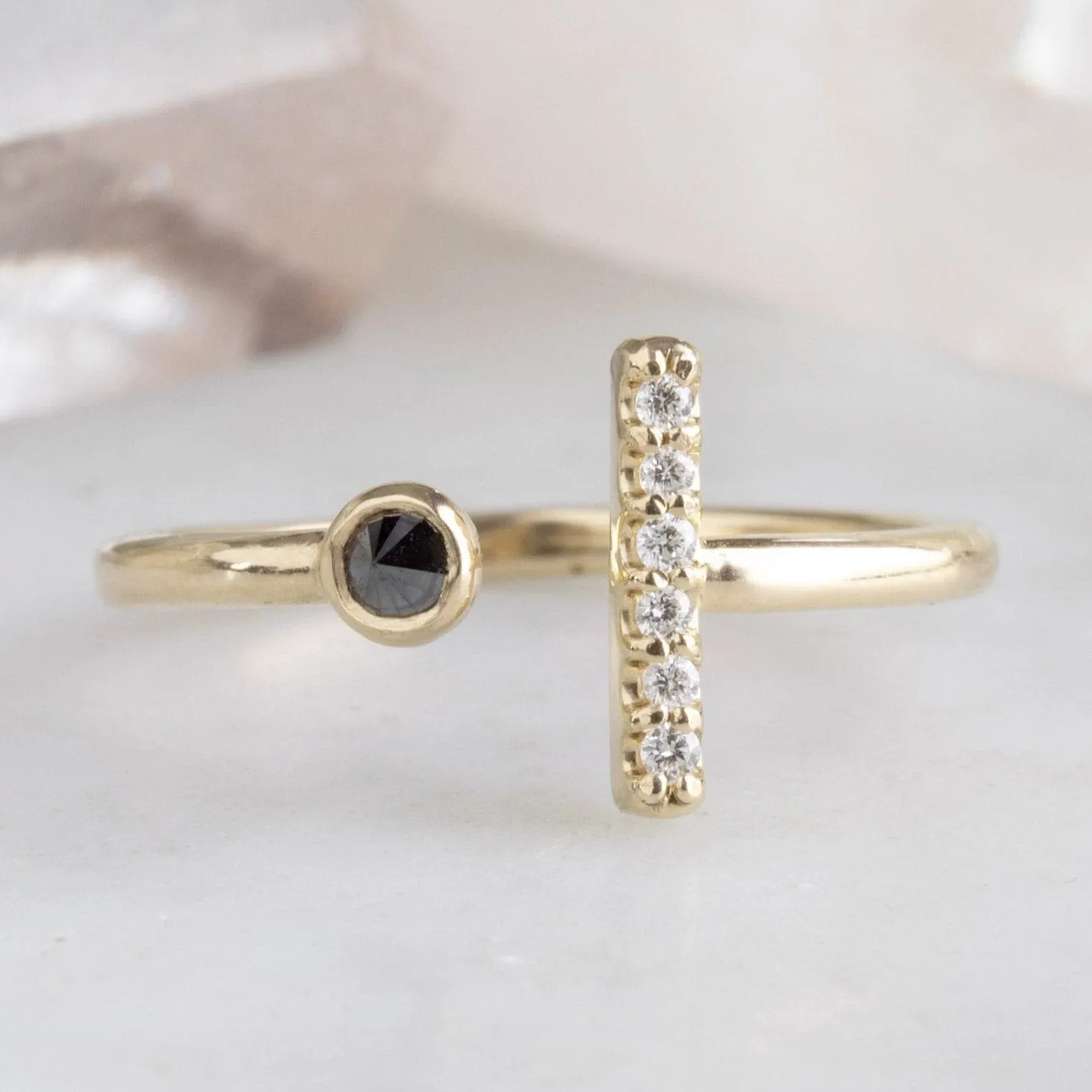 The Black   White Diamond Linea Ring | Yellow, Rose or White Gold