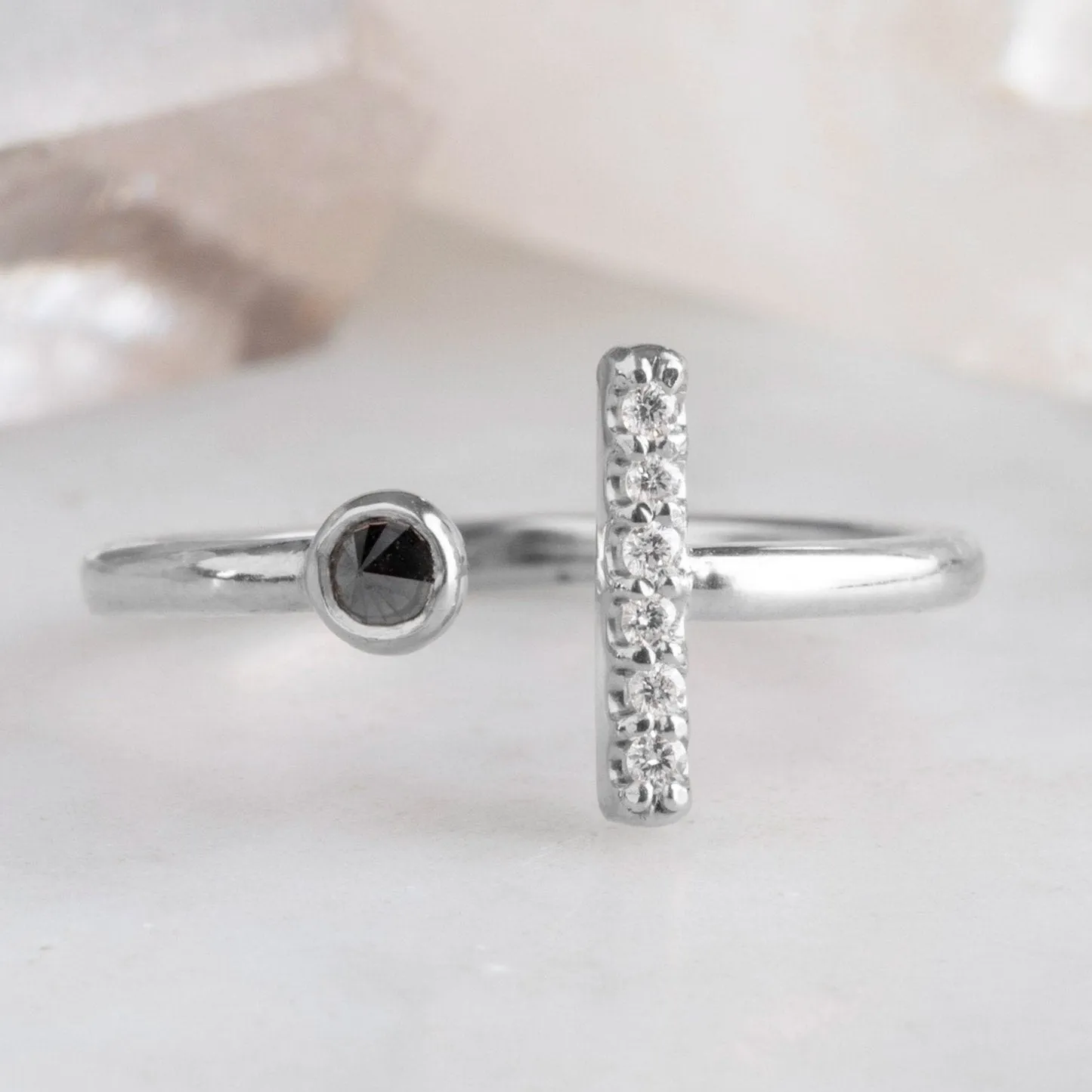 The Black   White Diamond Linea Ring | Yellow, Rose or White Gold