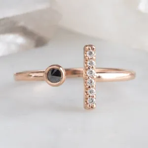 The Black   White Diamond Linea Ring | Yellow, Rose or White Gold
