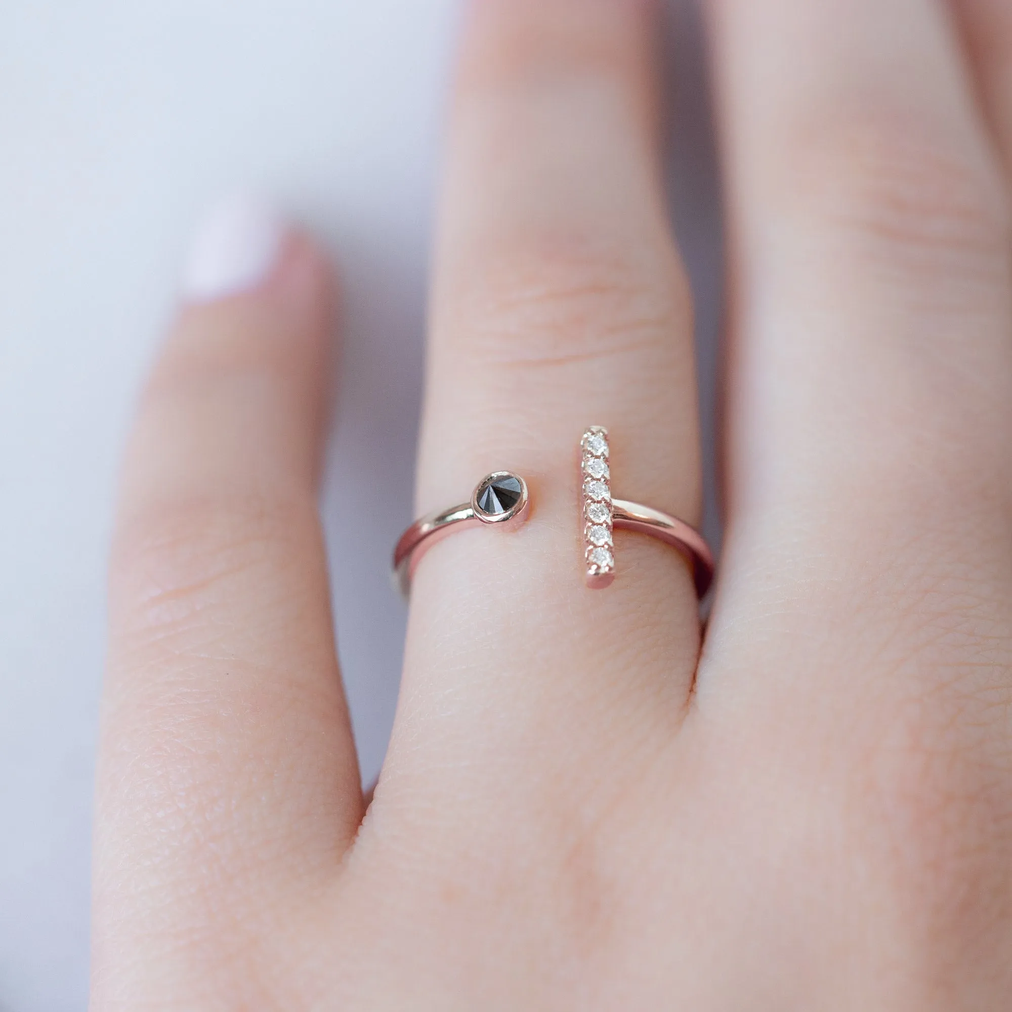 The Black   White Diamond Linea Ring | Yellow, Rose or White Gold