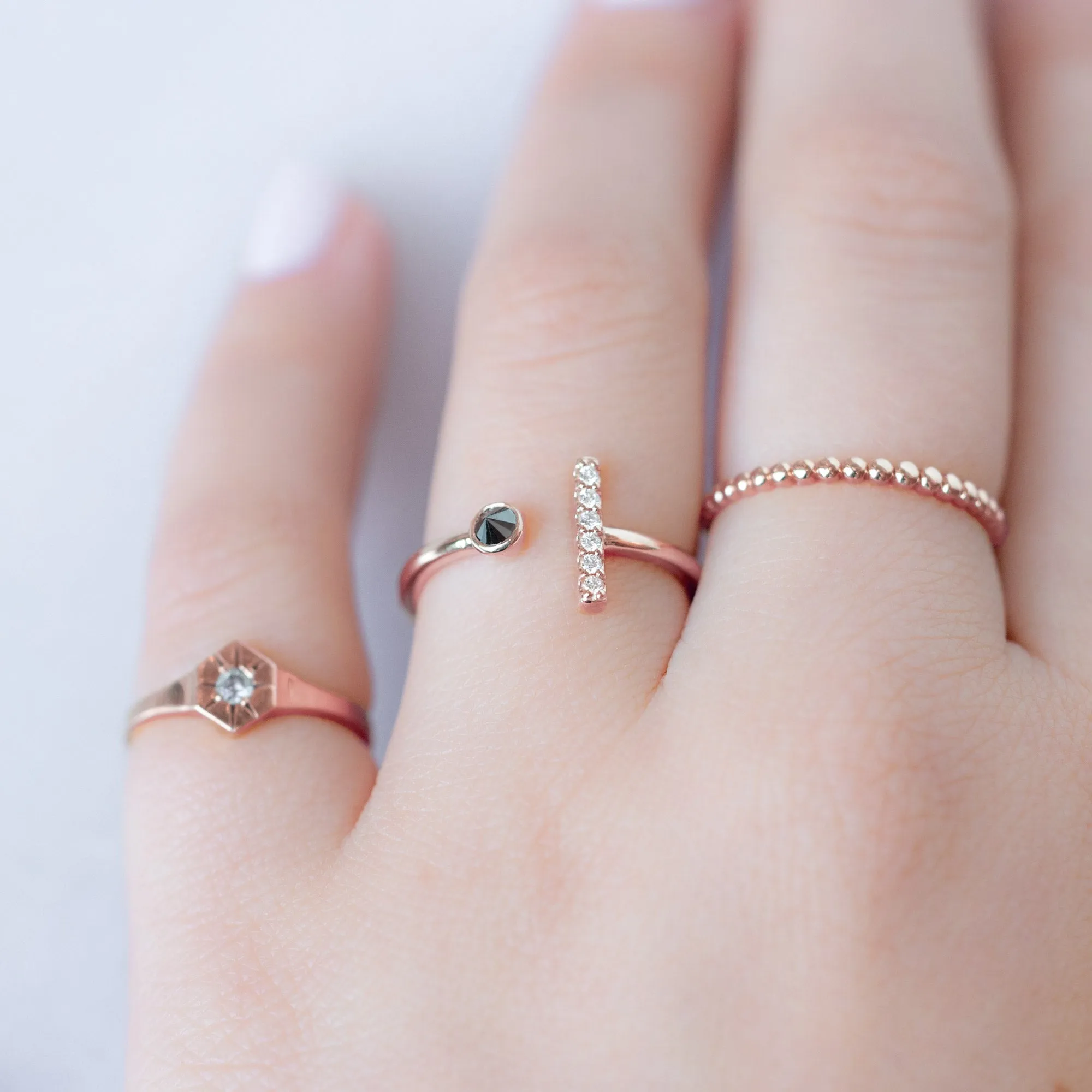 The Black   White Diamond Linea Ring | Yellow, Rose or White Gold