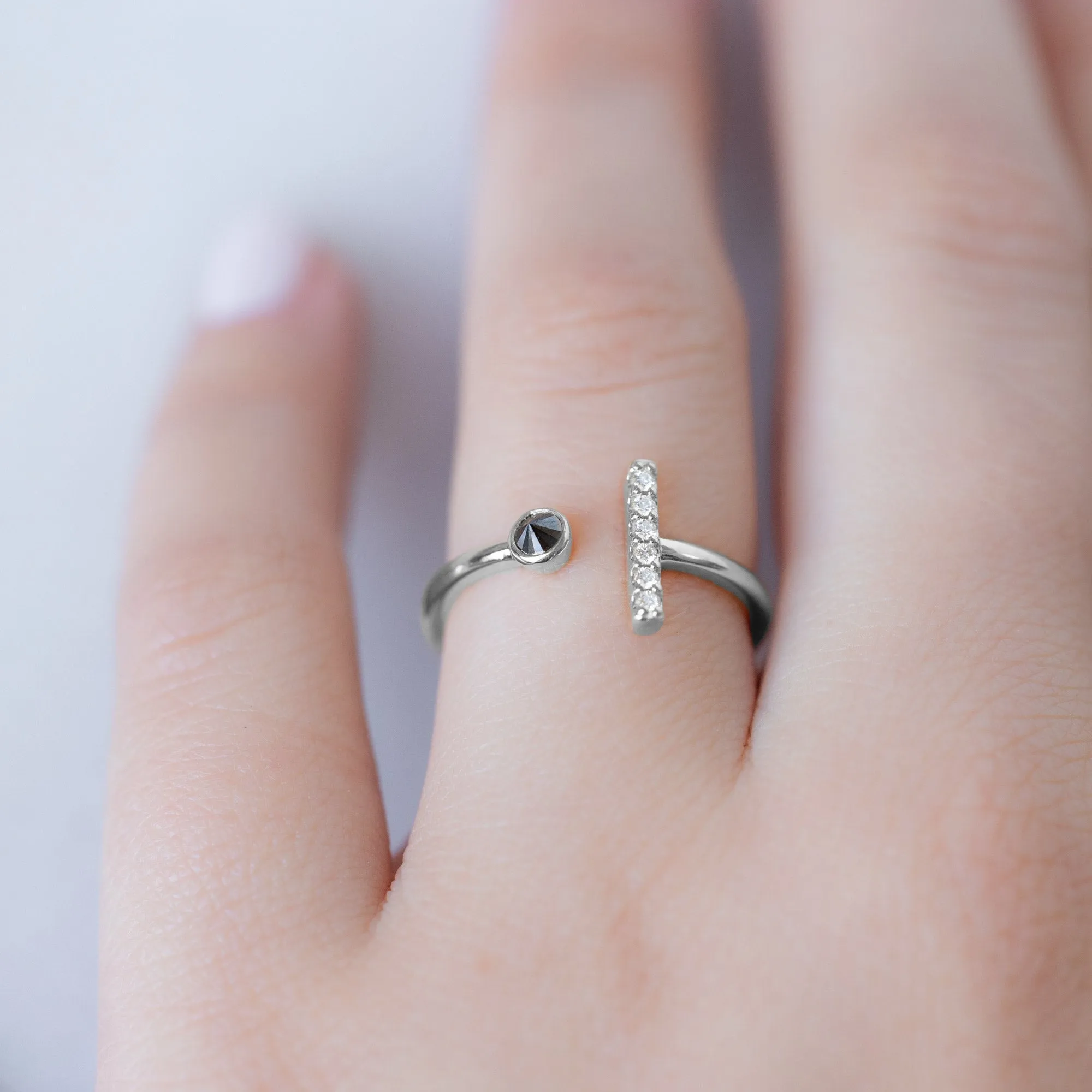 The Black   White Diamond Linea Ring | Yellow, Rose or White Gold