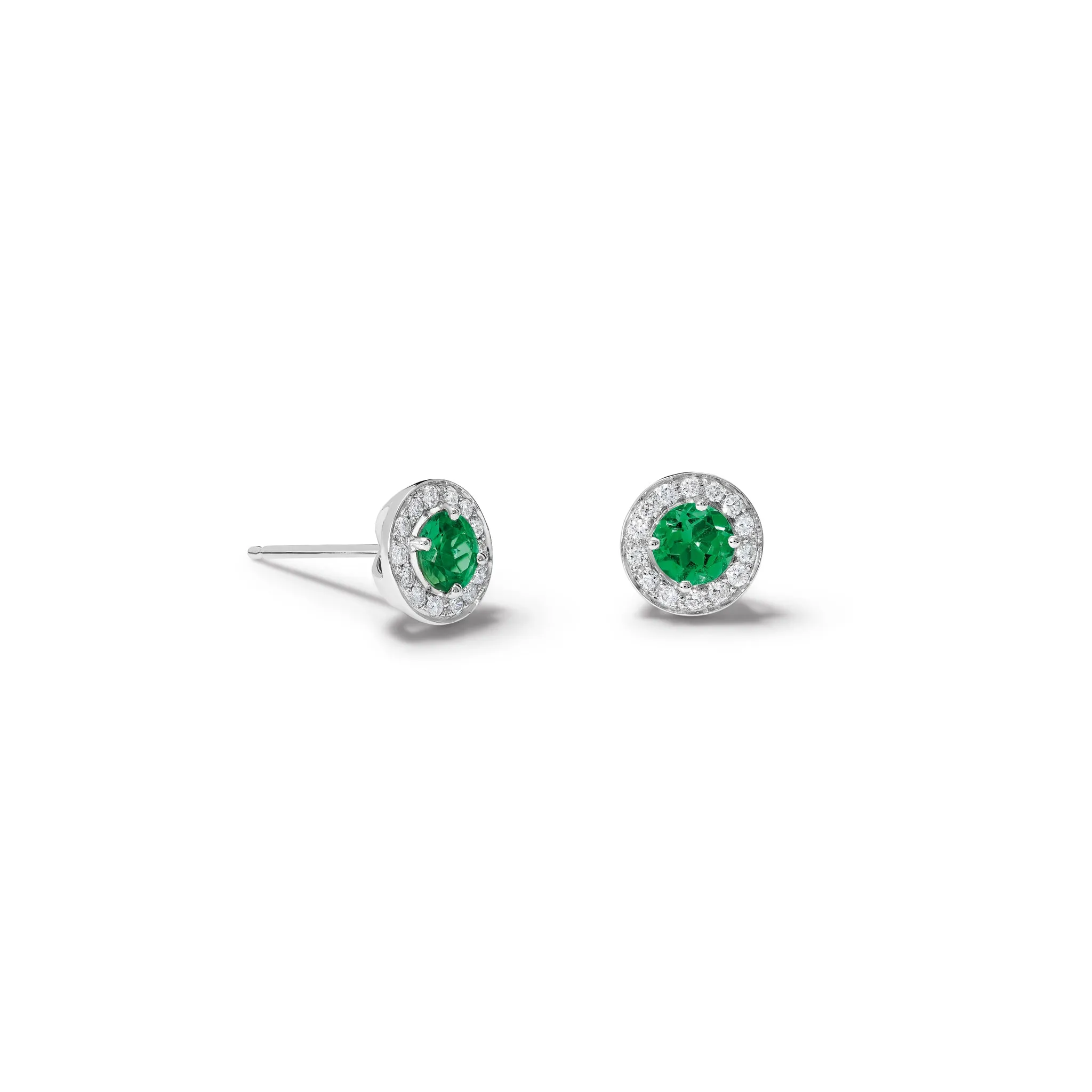 Theresa Stud Earrings 18ct White Gold - Tsavorite Garnet & Diamond Pav??