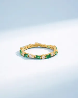 Thin Mix Emerald Eternity Band