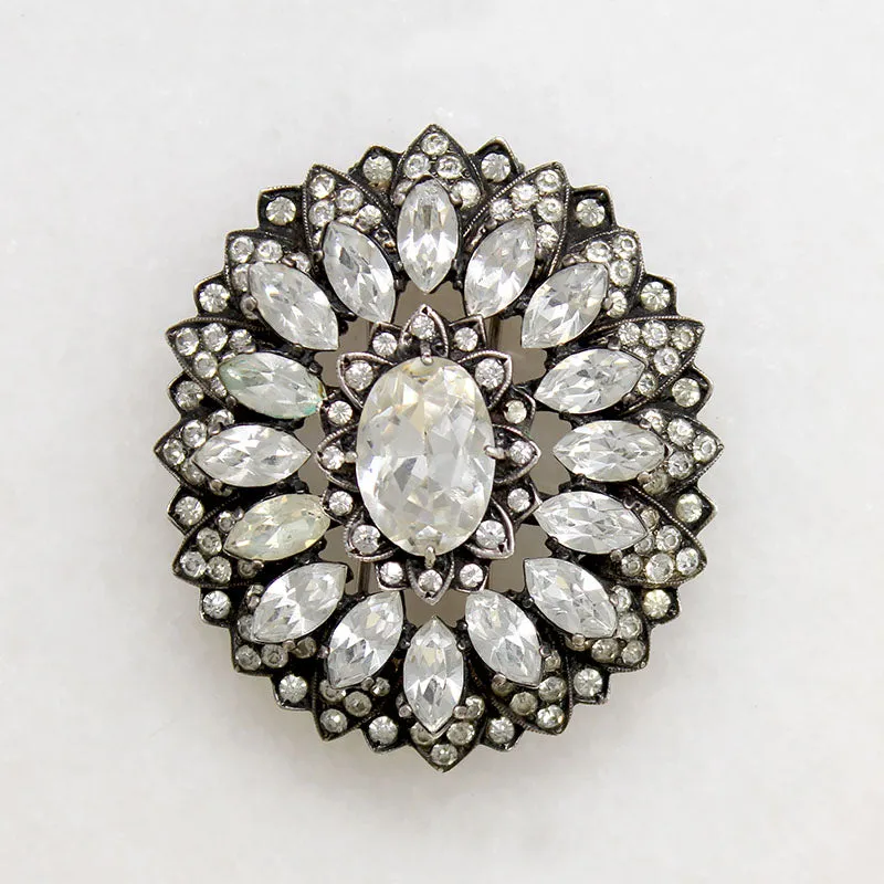 Tiered Sterling & Crystal Eisenberg Original Brooch