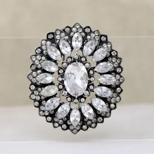 Tiered Sterling & Crystal Eisenberg Original Brooch