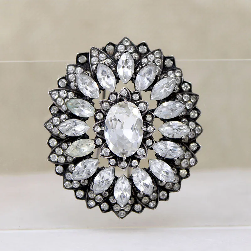Tiered Sterling & Crystal Eisenberg Original Brooch