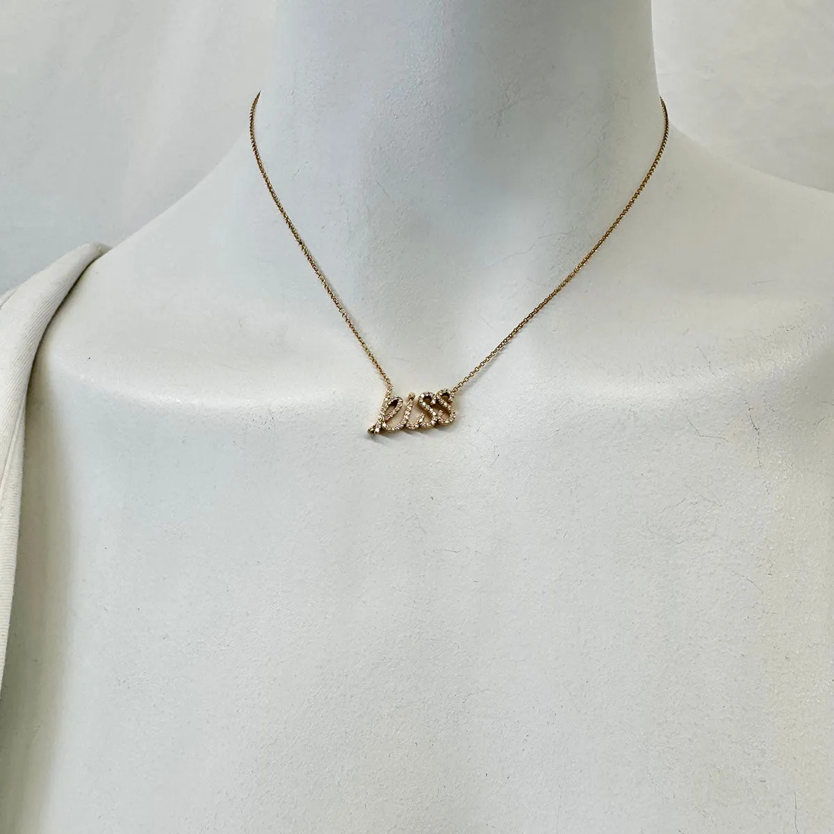 Tiffany & Co. 18K Gold Diamond Paloma Picasso Graffiti "Kiss" Pendant Necklace