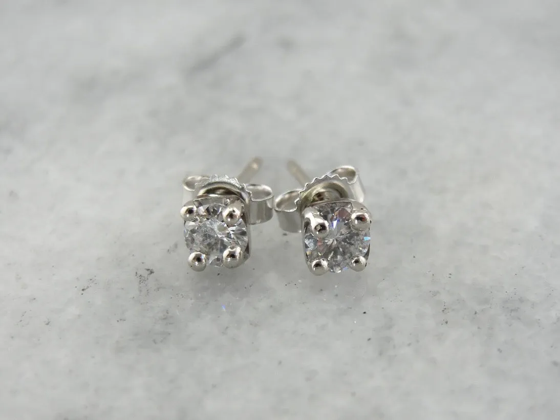 Timeless Diamond Stud Earrings in White Gold