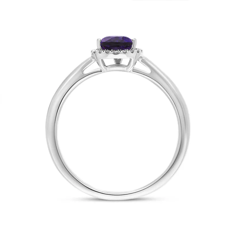 Tivon 18ct White Gold Amethyst Diamond Marquise Cut Ring