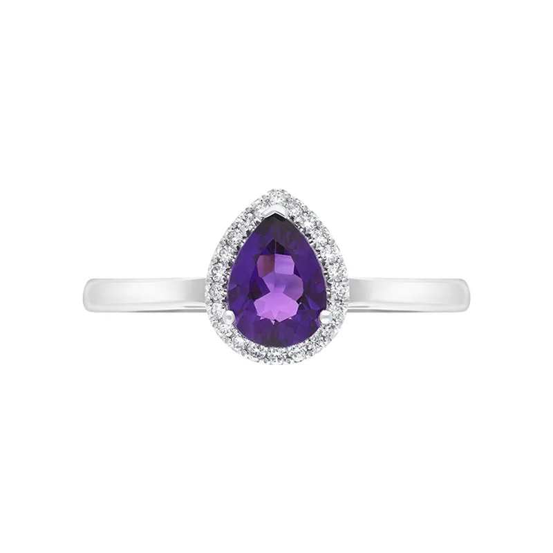 Tivon 18ct White Gold Amethyst Diamond Marquise Cut Ring